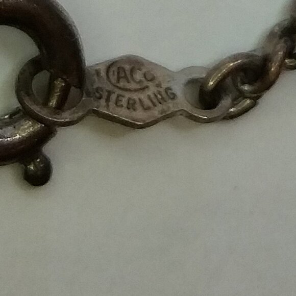 𝅺Vintage sterling silver AC/Aco Sterling silver necklace and blue drop cross - Picture 3 of 7